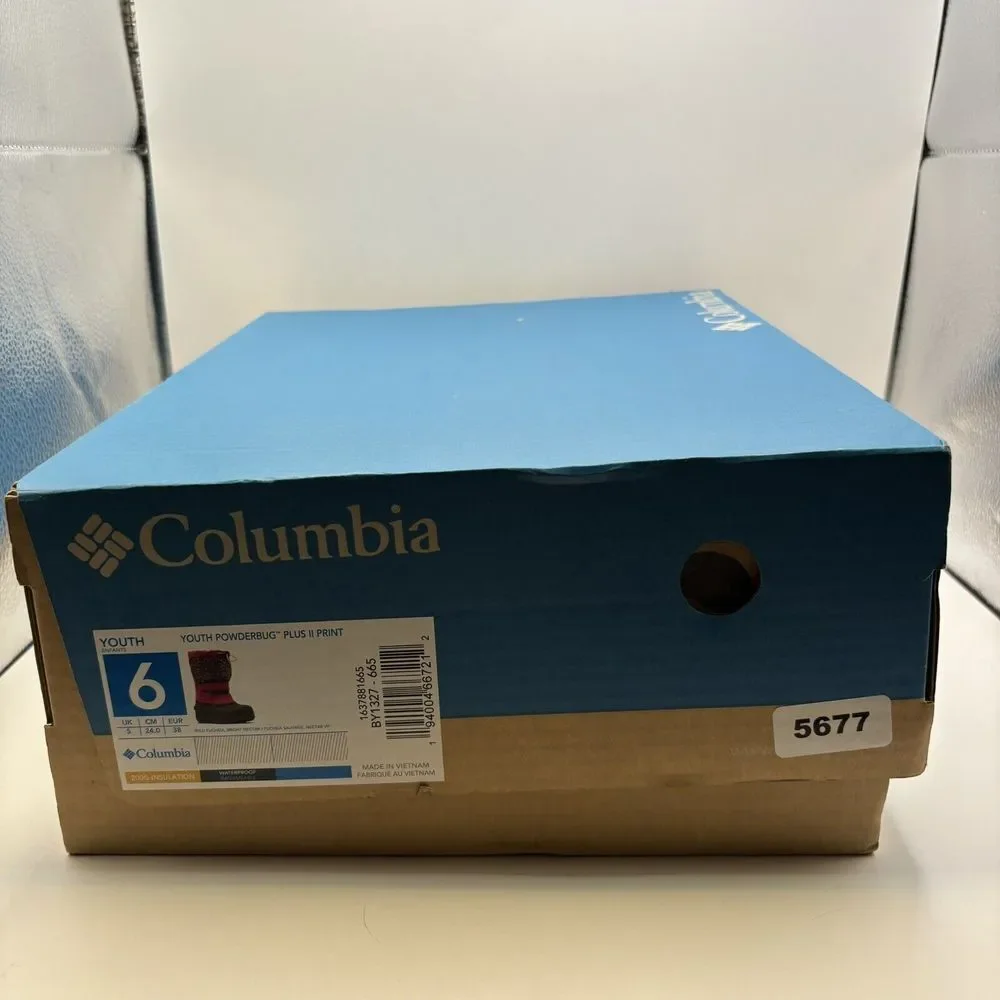 Columbia Powderbug Plus II Print Snow Boot Toddler Pink‎ Canvas Size 6